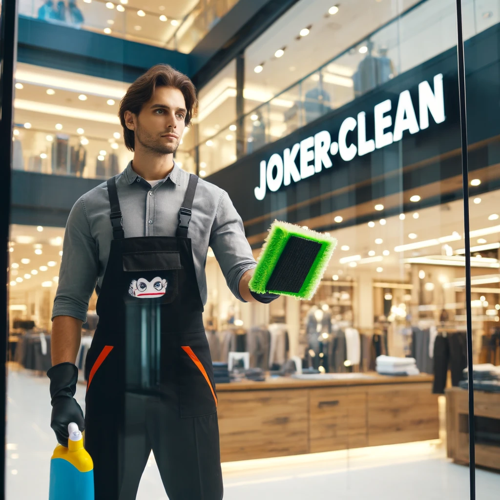 Joker-Clean Team reinigt gründlich einen Verkaufsraum im Einzelhandel in Bonn